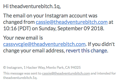 wtf why is this the first notification i received i received this email 7 minutes after it was changed which apparently was not soon enough - instagram account hacked email changed reddit